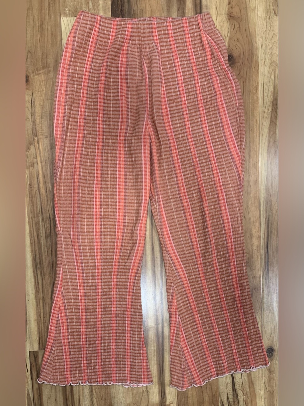 Free People Pants Pull On Womens M Stripes Ankle Flare Boho Hippie Casual